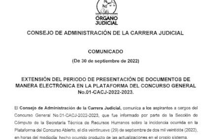 COMUNICADO DEL CONSEJO DE ADMINISTRACIÓN DE LA CARRERA JUDICIAL