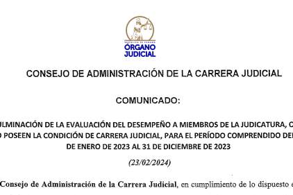 COMUNICADO DEL CONSEJO DE ADMINISTRACIÓN DE LA CARRERA JUDICIAL, FECHADO 23 DE FEBRERO DE 2024