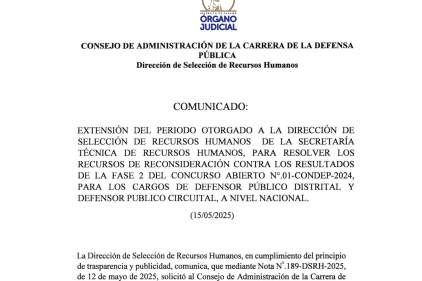Comunicado del Consejo de Administración de la Carrera de la Defensa Pública