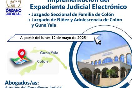 📢¡Atención Colón! A partir del lunes 12 de mayo se implementa EJE en Jdos. Seccional de Flia., y Niñez y Adolescencia