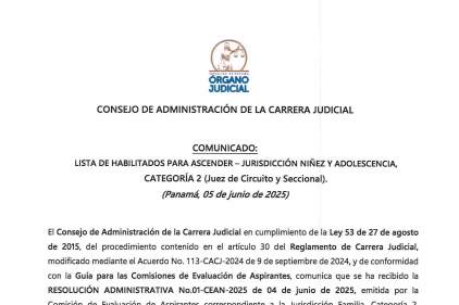 Comunicado y Resolución de ascensos en la Jurisdicción de Niñez y Adolescencia, conforme a Ley de Carrera Judicial