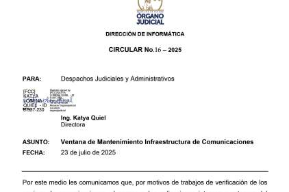 Dirección de Informática comunica trabajos de verificación de los equipos de comunicaciones (SAGJ, Página Web, etc)