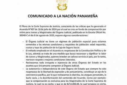 Comunicado a la Nación Panameña