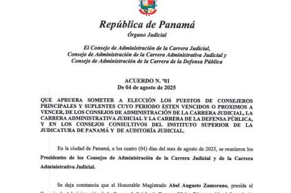 Acuerdo N°01, que aprueba someter a elección los puestos de Consejeros Principales y Suplentes