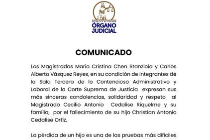 Comunicado de la Sala Tercera de lo Contencioso-Administrativo y Laboral de la CSJ