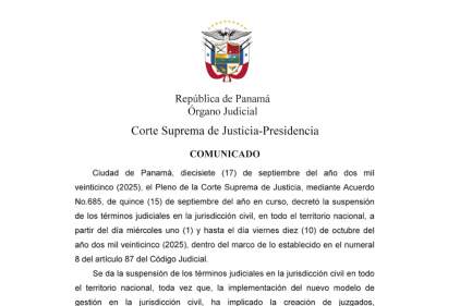 Comunicado de Presidencia de la Corte Suprema de Justicia