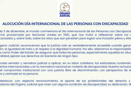Alocución del Día Internacional de las Personas con Discapacidad