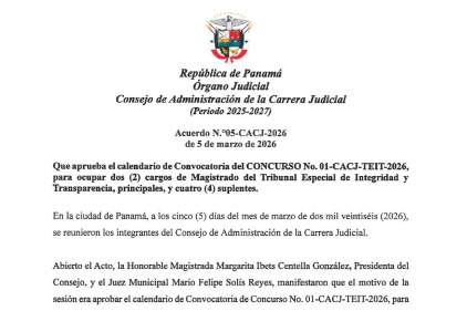 Acuerdo N°05-CACJ-2026 del Consejo de Administración de la Carrera Judicial