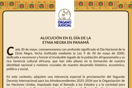 Mensaje de la Magistrada Pdta. de la CSJ, María Cristina Chen Stanziola, con motivo del Día de la Etnia Negra en Panamá