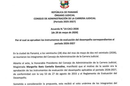 Acuerdo N.° 14 del Consejo de Administración de la Carrera Judicial - 2026