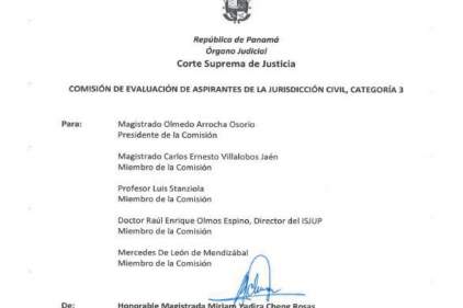 Convocatoria a reunión de la Comisión de Evaluación de Aspirantes - Jurisdicción Civil - Categoría 3
