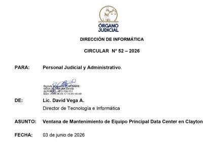 Ventana de Mantenimiento de Equipo Principal Data Center en Clayton
