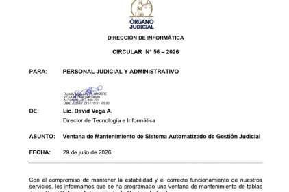 Dirección de Informática comunica sobre mantenimiento al SAGJ
