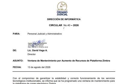 Dirección de Informática comunica mantenimiento de plataforma del correo electrónico institucional Zimbra