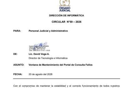 Dirección de Informática comunica mantenimiento del Portal de Consultas de Fallos