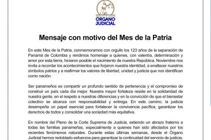 Mensaje con motivo del Mes de la Patria