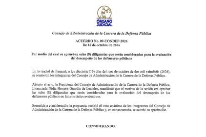 Comunicado del Consejo de Administración de la Carrera de la Defensa Pública