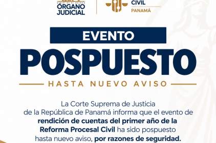 Órgano Judicial informa de suspensión temporal de evento