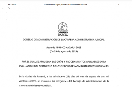 Acuerdo Nº01- CONACAJU- 2023 - De 29 de agosto de 2023