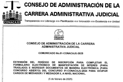 Comunicado No.01-CONACAJU-2025 de  05 de febrero de 2025