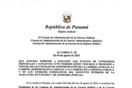 Acuerdo N.°01 de 04 de agosto de 2025