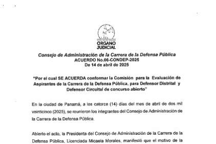 Acuerdo No.06-CONDEP-2025 de 14 de abril de 2025