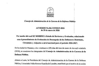 Acuerdo No.06-CONDEP-2026 de 29 de enero de 2026