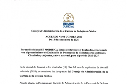 ACUERDO No.08-CONDEP-2026 de 18 de septiembre de 2026.