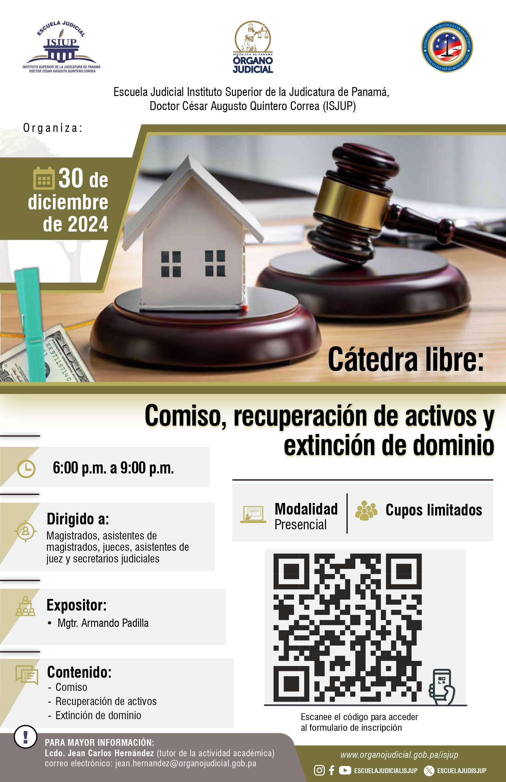 CONFERENCIA CÁTEDRA LIBRE: COMISO, RECUPERACIÓN DE ACTIVOS Y EXTINCIÓN DE DOMINIO