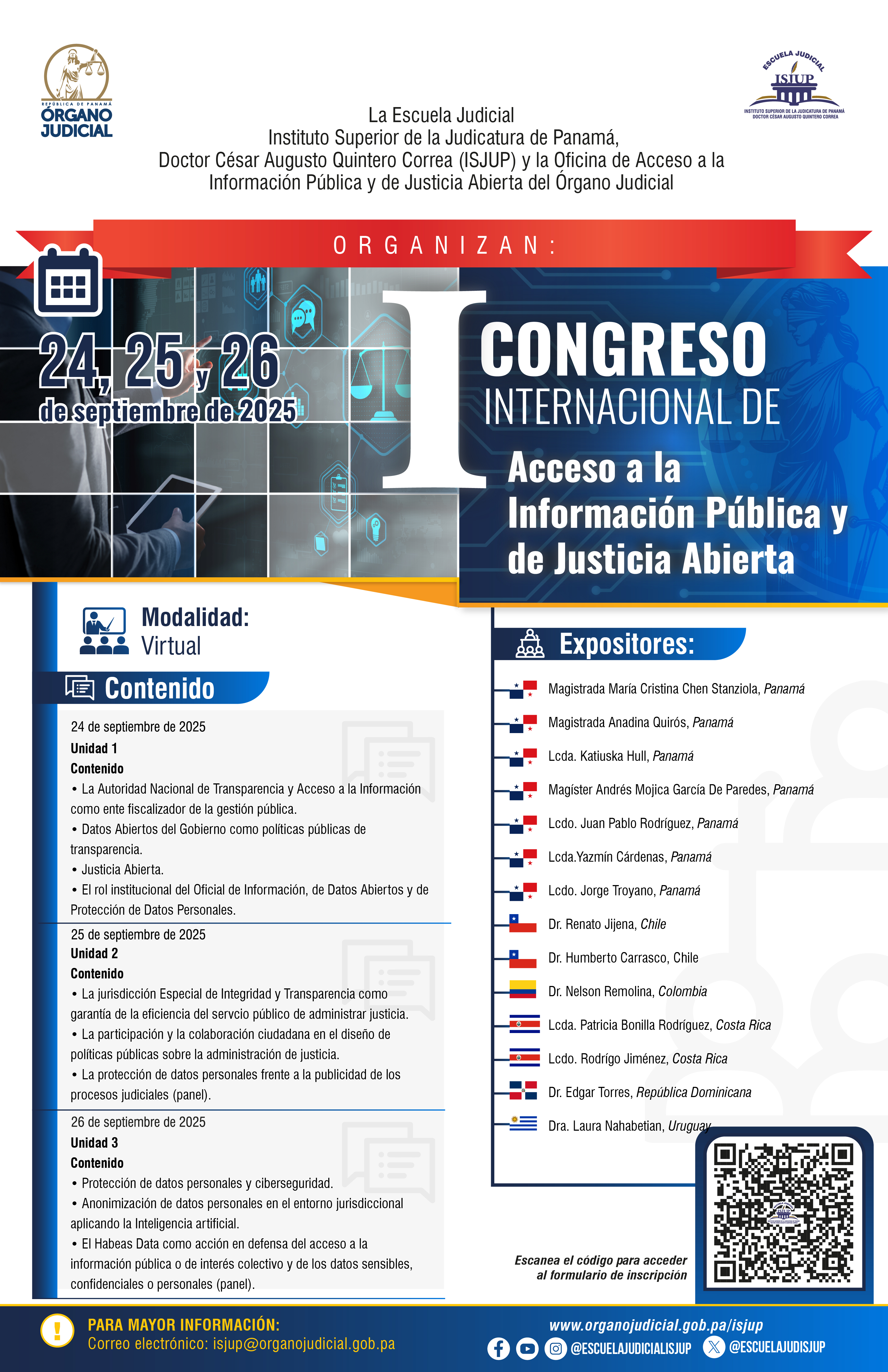 AFICHE Primer Congreso Internacional de Acceso a la Informaci&oacute;n P&uacute;blica y de Justicia Abierta v8