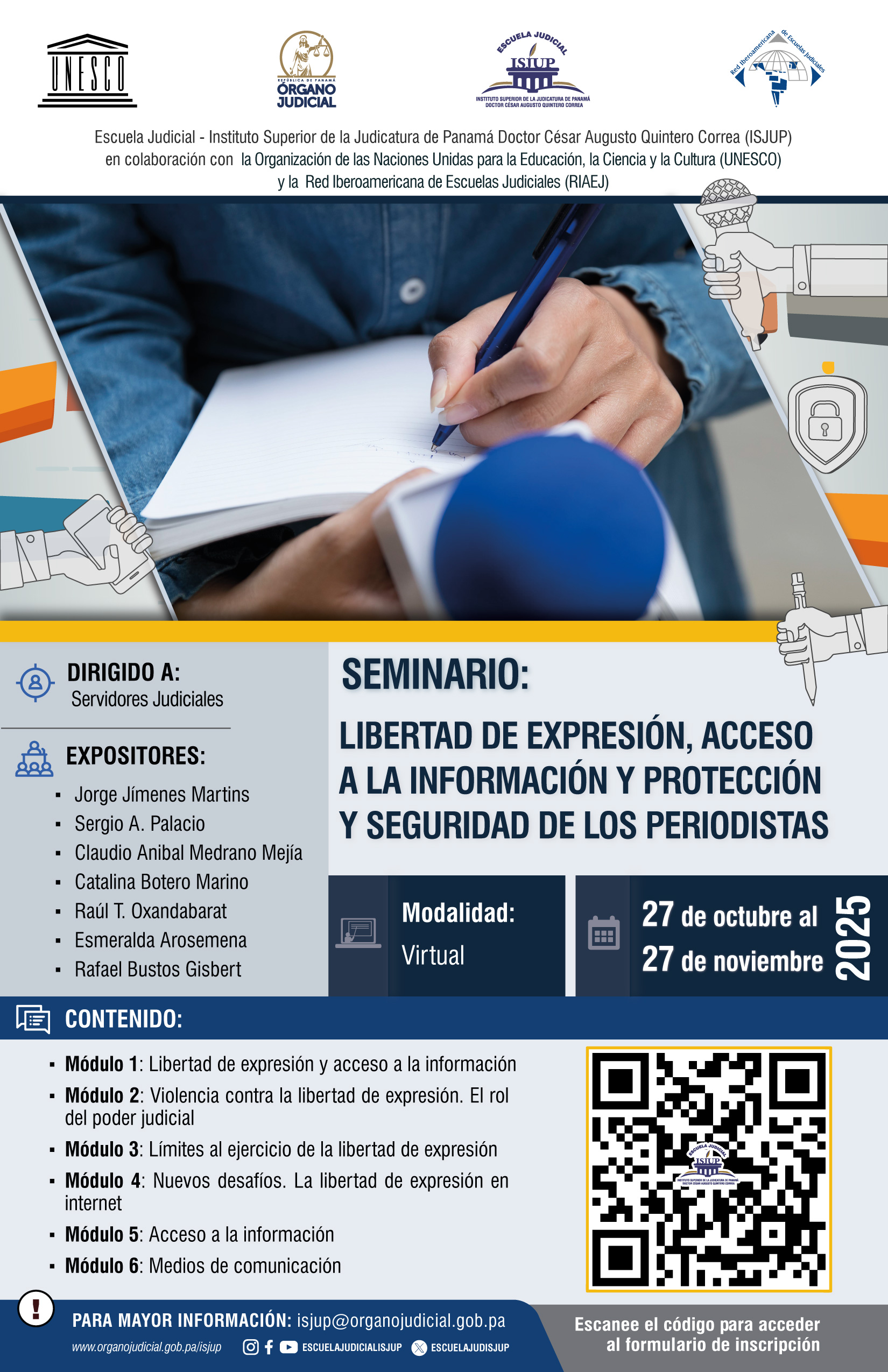 AFICHE Libertad de expresi&oacute;n, acceso a la informaci&oacute;n y protecci&oacute;n y seguridad de los periodistas