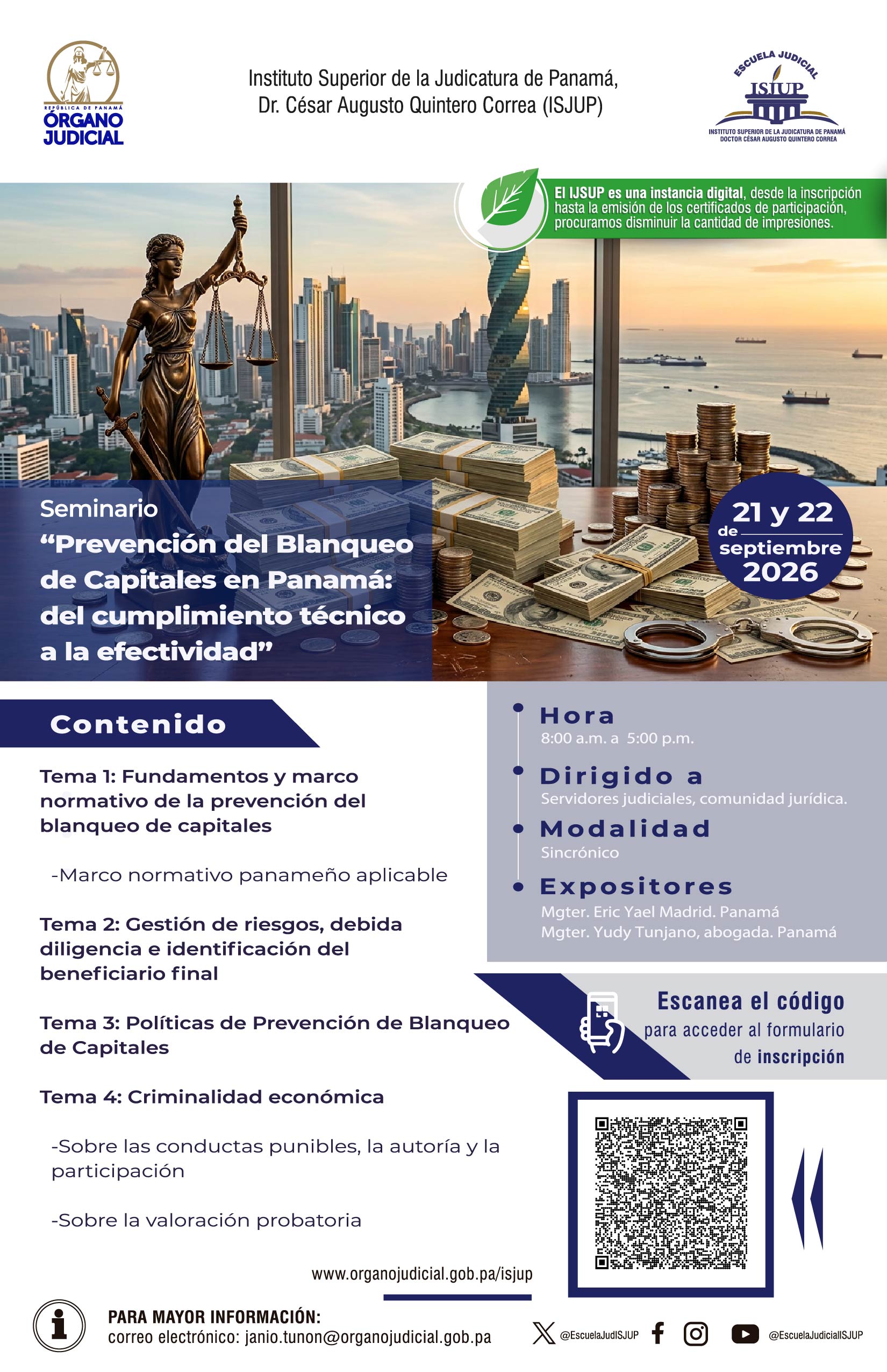 SEMINARIO PREVENCION DEL BLANQUEO DE CAPITALES EN PANAM&Aacute;
