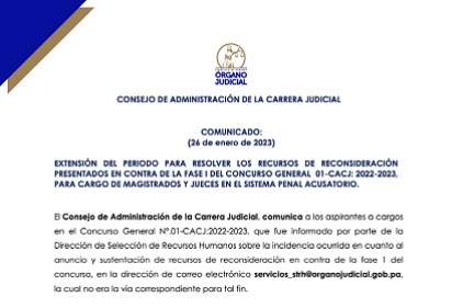 COMUNICADO DEL CONSEJO DE ADMINISTRACIÓN DE LA CARRERA JUDICIAL