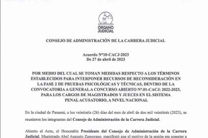 ACUERDO N°10-CACJ-2023 - POR MEDIO DEL CUAL SE TOMAN MEDIDAS RESPECTO A LOS TÉRMINOS ESTABLECIDOS EN LA FASE 2