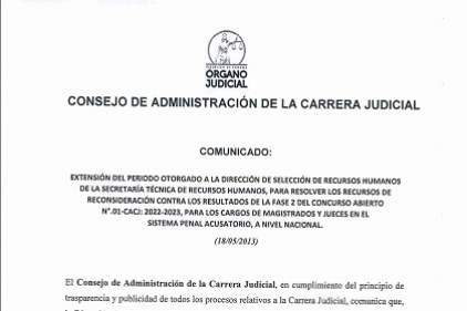 COMUNICADO DEL CONSEJO DE ADMINISTRACIÓN DE LA CARRERA JUDICIAL