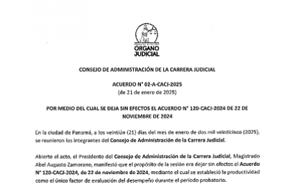 Acuerdo No.02-A-CACJ-2025 de 21 enero 2025 por medio del cual se deja sin efecto el acuerdo No.120