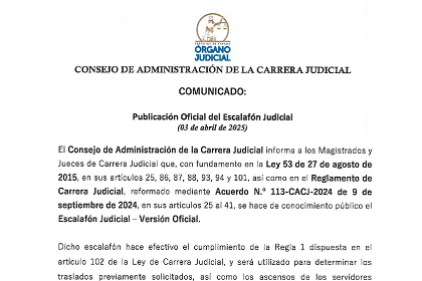 Comunicado: Publicación Oficial del Escalafón Judicial