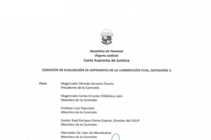 Convocatoria a reunión de la Comisión de Evaluación de Aspirantes de la Jurisdicción Civil, categoría 3.