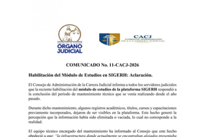 Comunicado No.11-CACJ-2026 Habilitación del Módulo de Estudios en SIGERH: Aclaración.